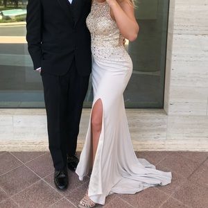 Chunky Stone Beaded Jersey Dress